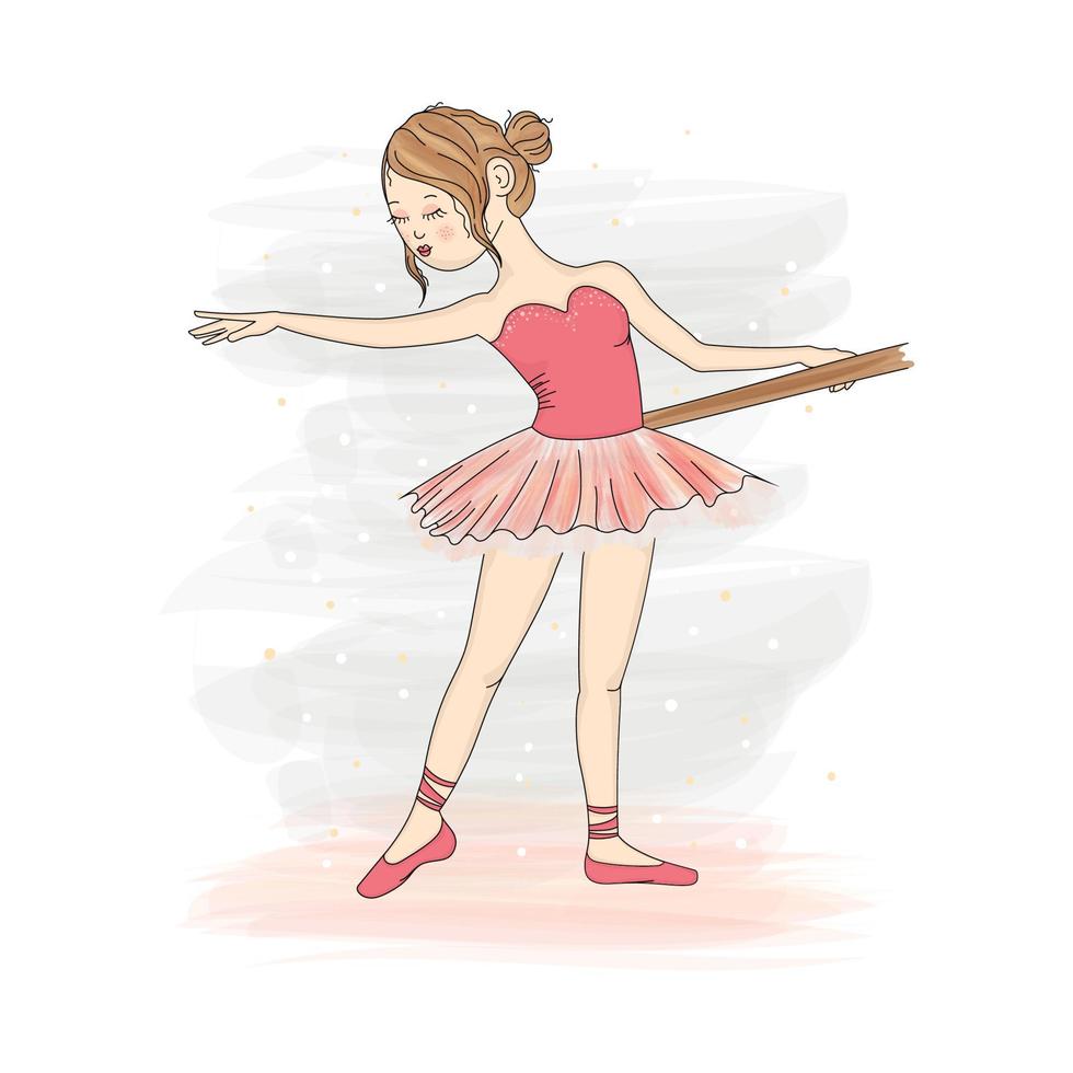 contento ragazza femmina personaggio balletto ballerino con un' rosa tutu vettore illustrazione