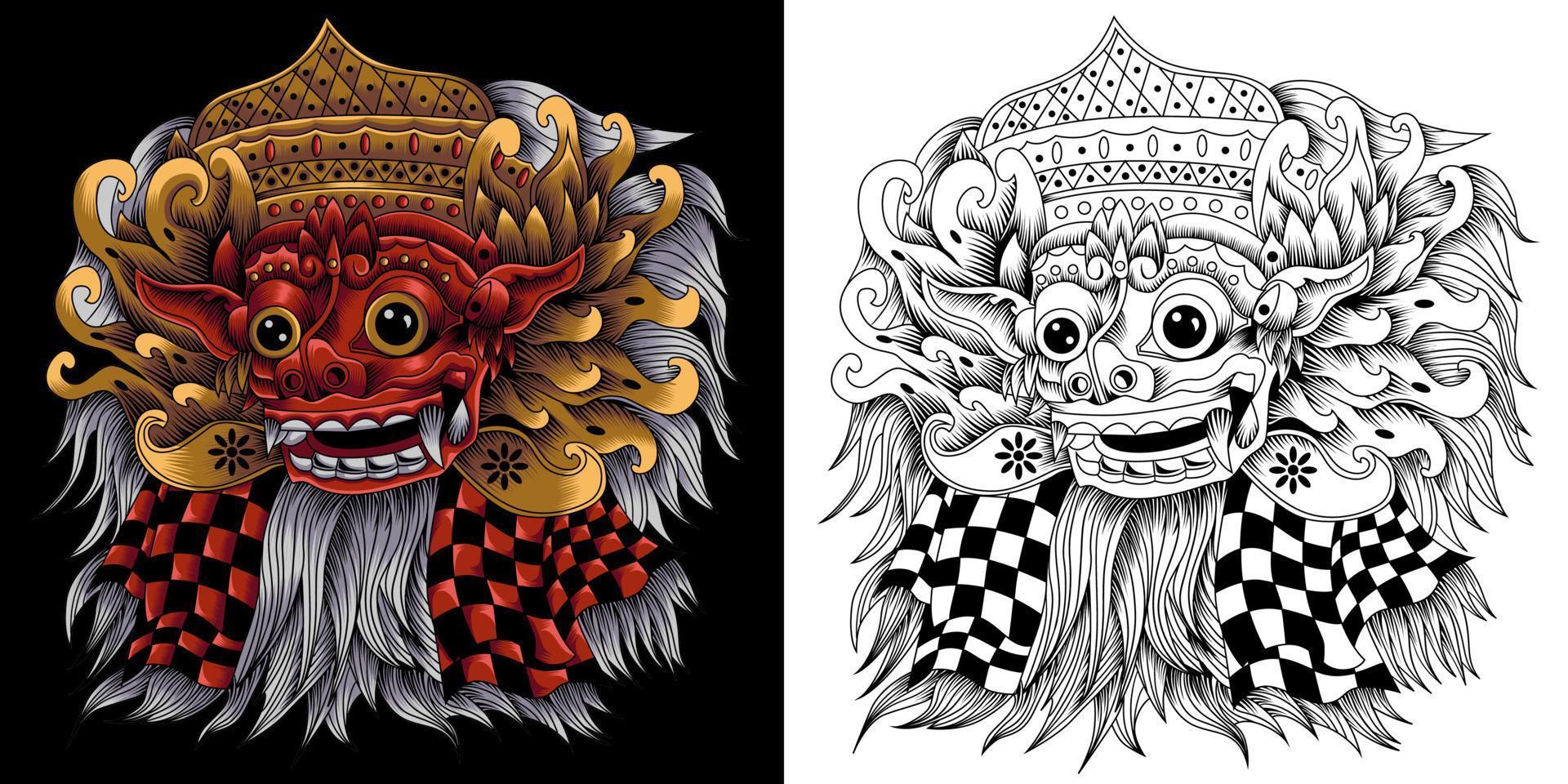 barong cultura maschera vettore illustrazione