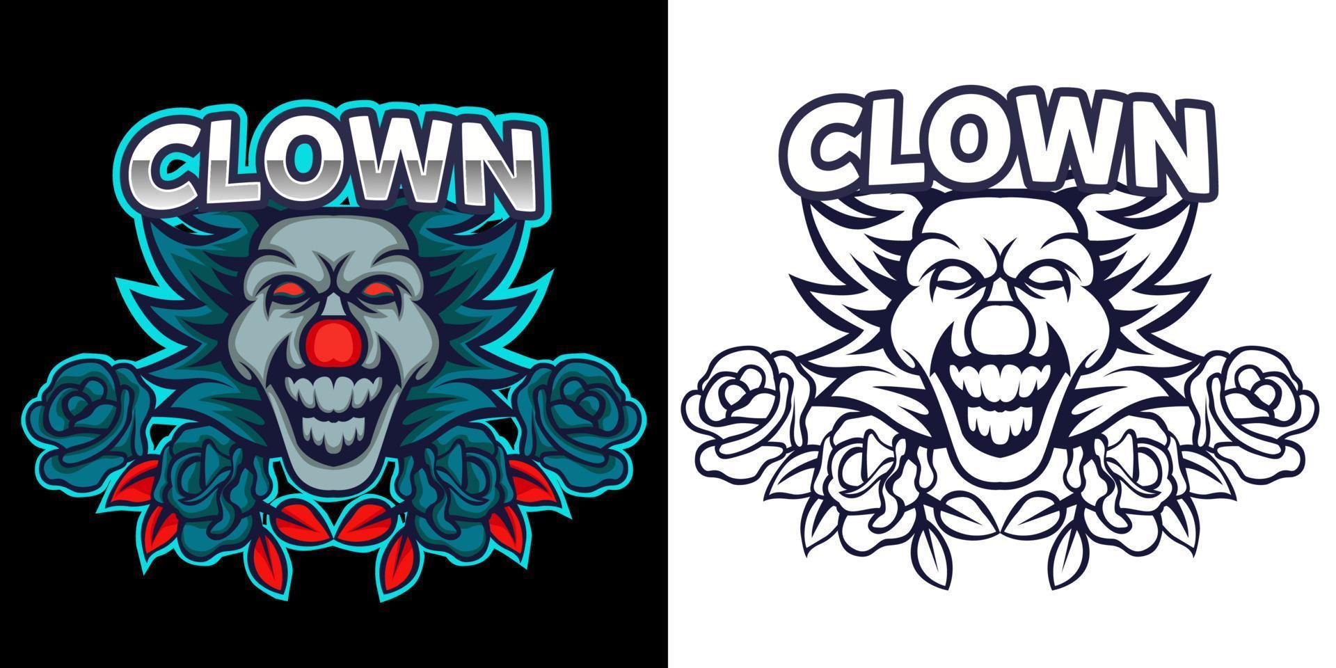 il design della mascotte del logo esport del clown vettore