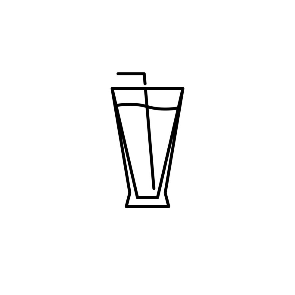 pilsner o birra bicchiere icona con cannuccia su bianca sfondo. semplice, linea, silhouette e pulito stile. nero e bianca. adatto per simbolo, cartello, icona o logo vettore