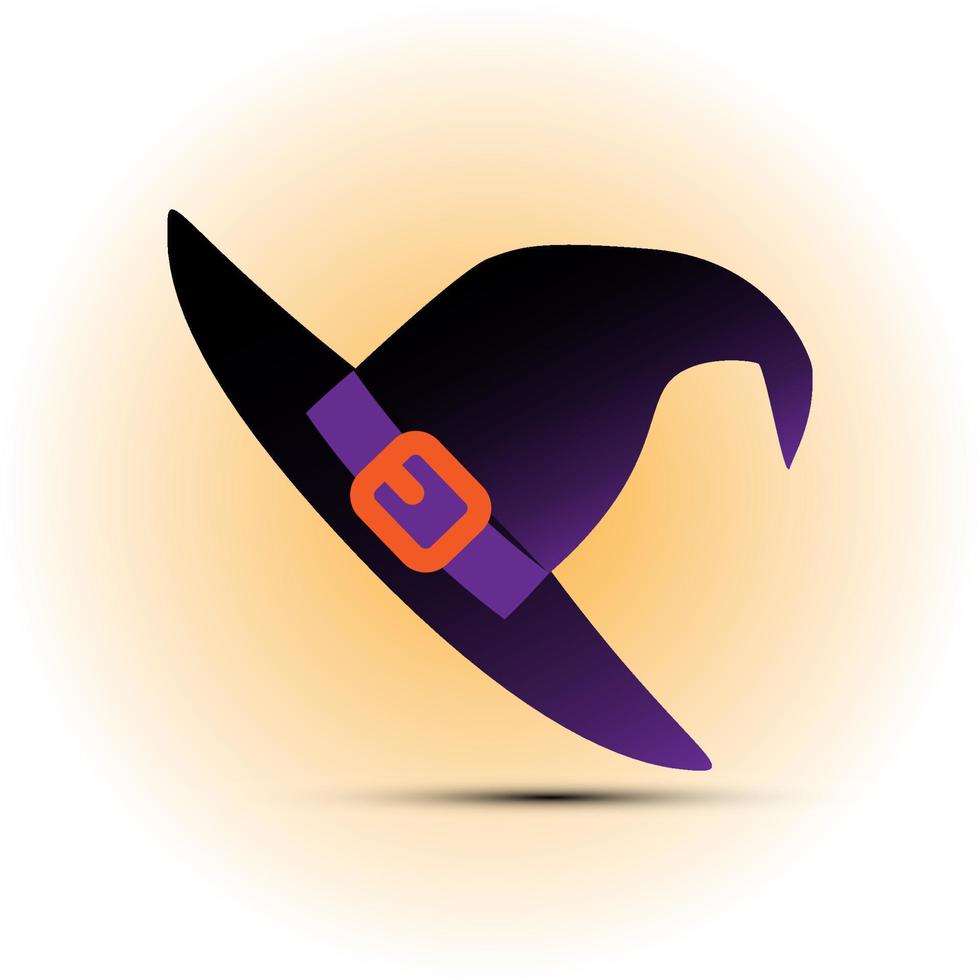 nero viola strega cappello Halloween arredamento. vettore illustrazione