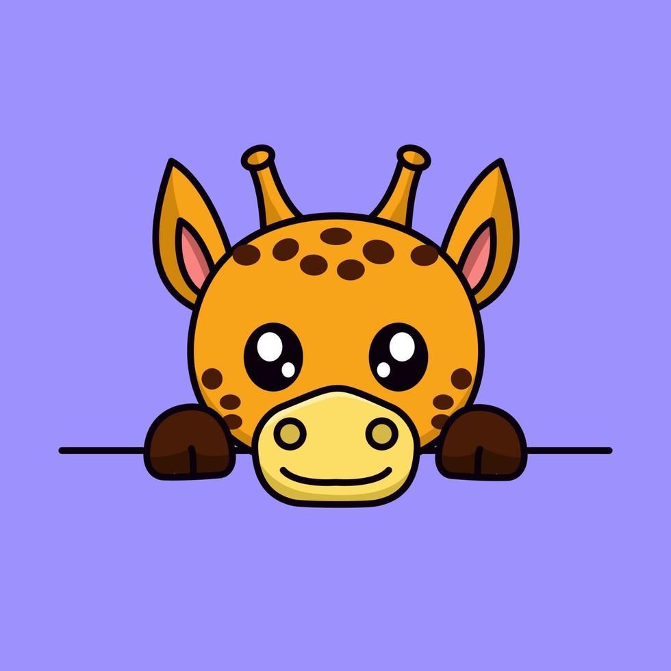 vettore illustrazione di carino giraffa e chibi animale
