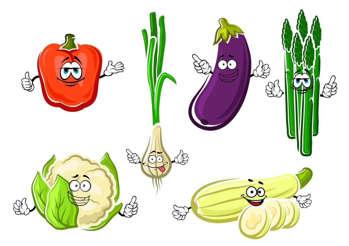cartone animato contento biologico verdura personaggi vettore