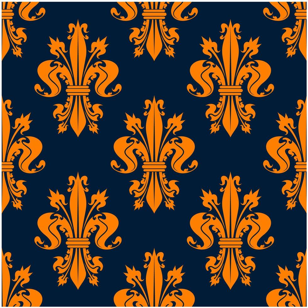 blu e arancia fleur-de-lis senza soluzione di continuità modello vettore