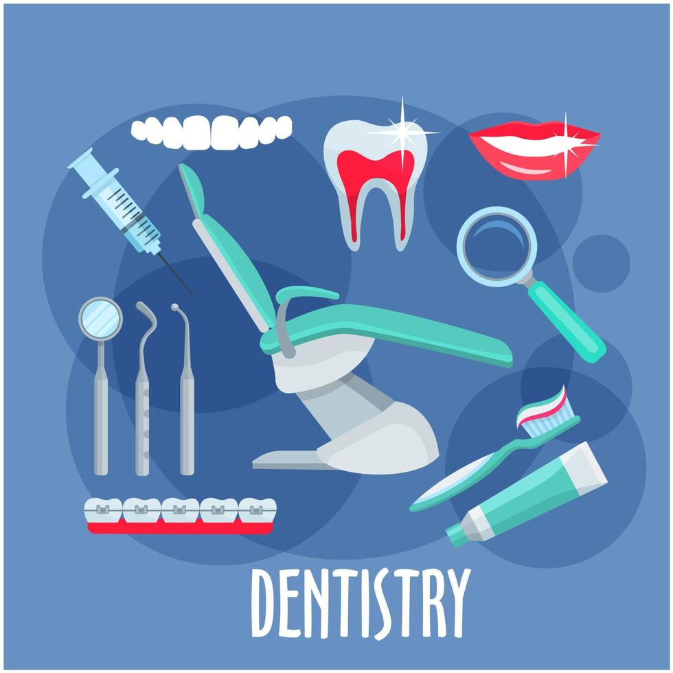 dentale cura piatto icona per odontoiatria design vettore