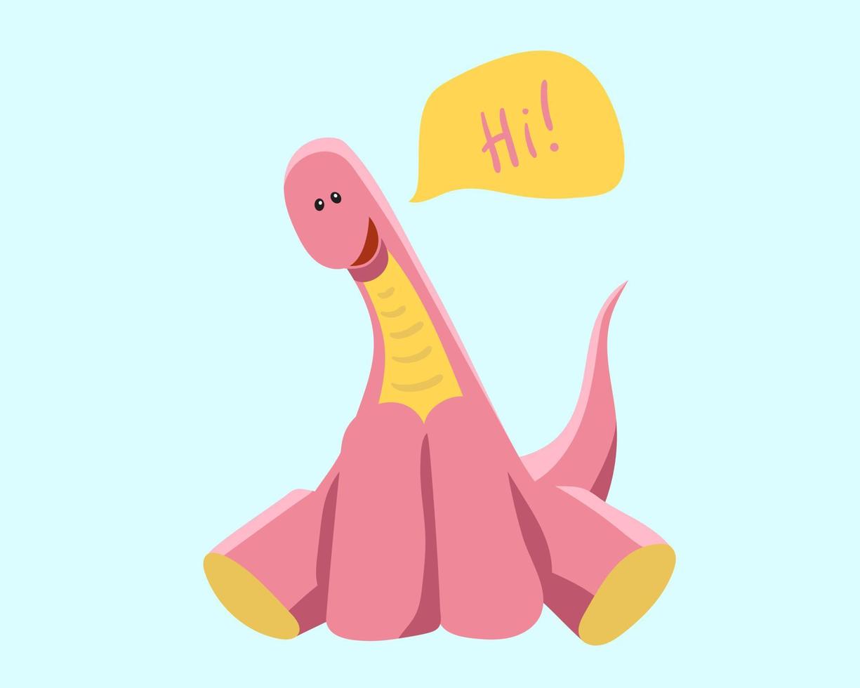 rosa dino. carino cartone animato dinosauro vettore illustrazione.