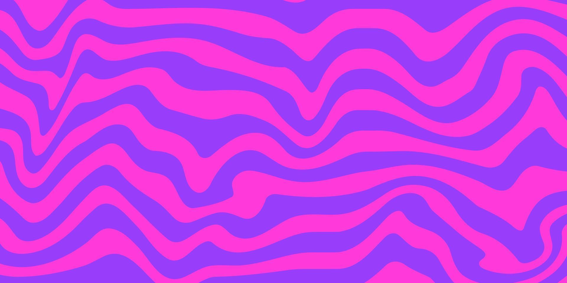 astratto orizzontale psichedelico sfondo con colorato onde. di moda vettore illustrazione nel stile retrò anni '60, anni '70. rosa e viola colori