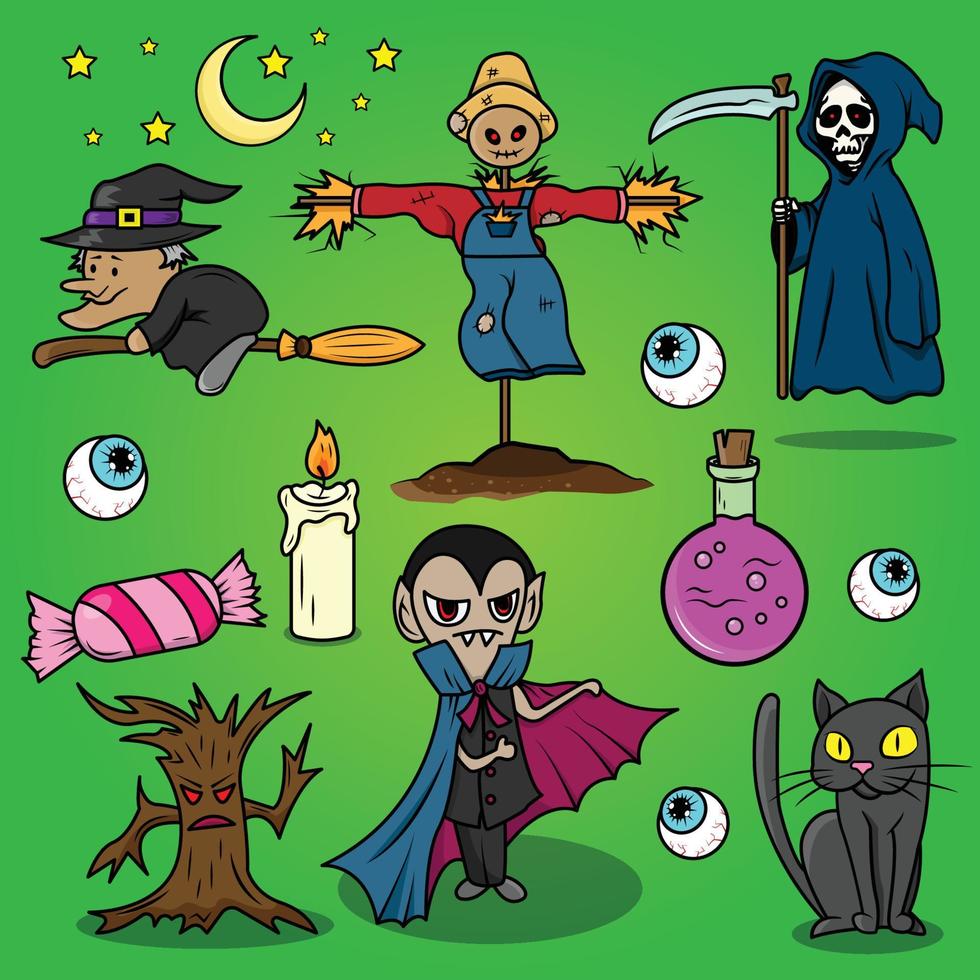 set di personaggi di halloween vettore