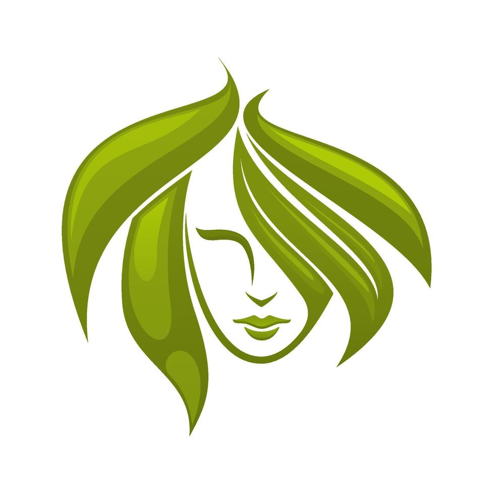 donna con vorticoso verde capelli - icona vettore