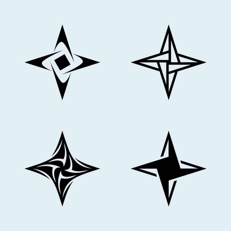 shuriken stelle imballare vettore con tipi di forma