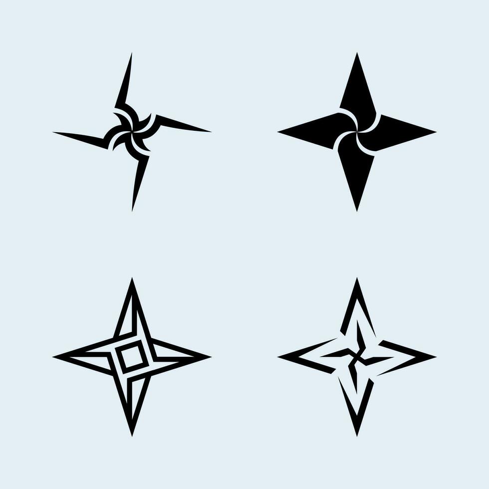 shuriken stelle imballare vettore con tipi di forma