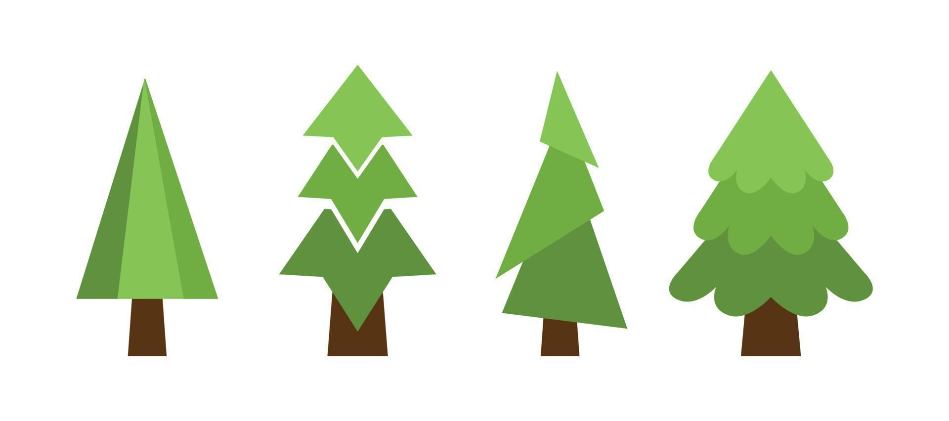 impostato 4 pz astratto verde Natale alberi su bianca sfondo - vettore