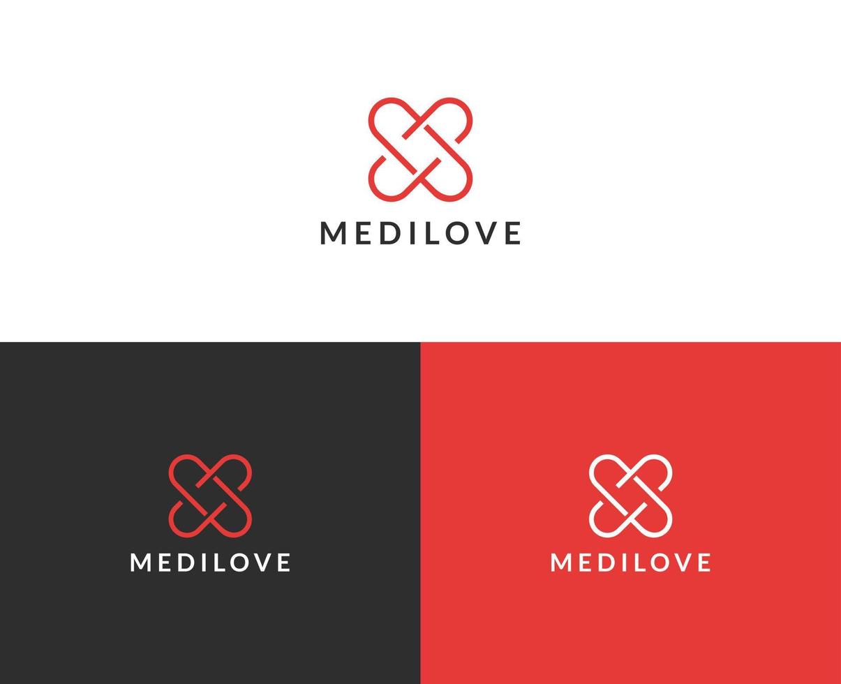 medico amore logo design gratuito vettore