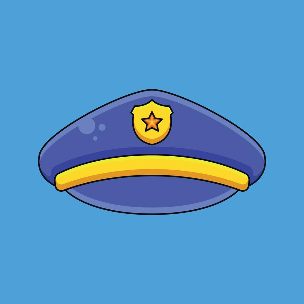 polizia cappello carino cartone animato scarabocchio icona illustrazione vettore