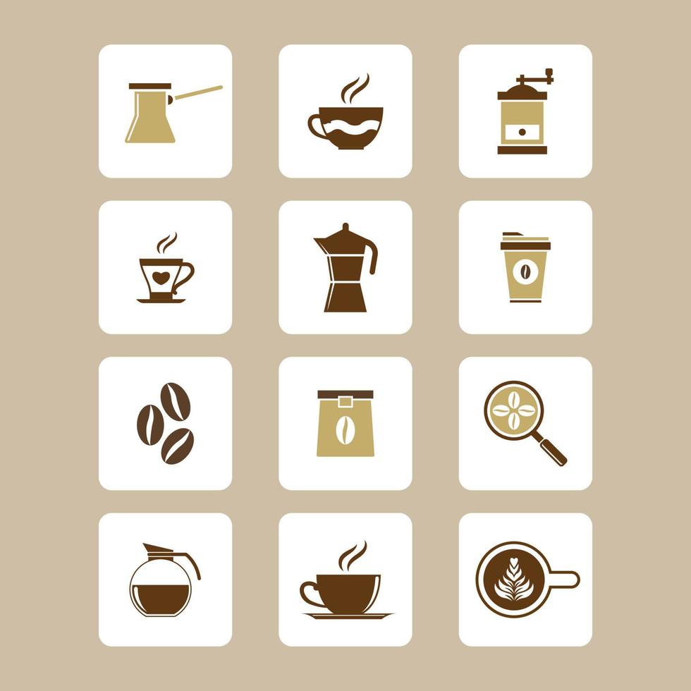 caffè icona impostare. moderno piatto icona. minimalista colore. in forma per ragnatela, app, computer, disegno, simbolo. logotipo vettore eps 10.