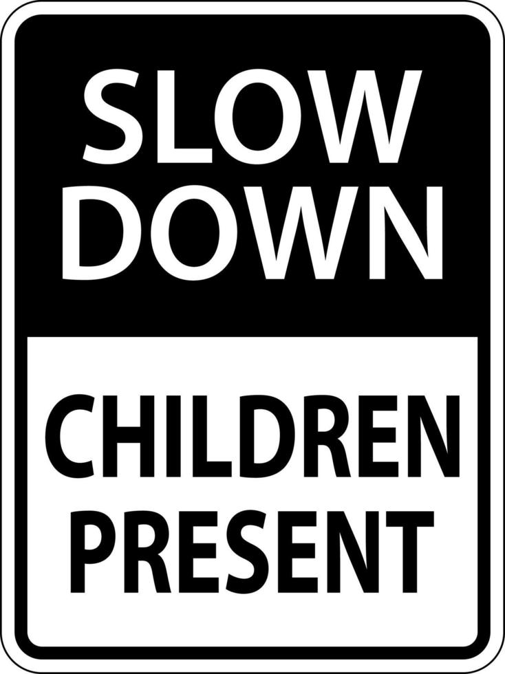 lento giù bambini presente cartello su bianca sfondo vettore