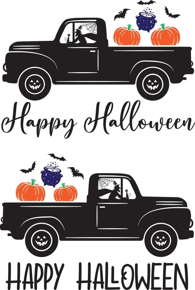 contento Halloween camion, Halloween camion, contento Halloween, vettore illustrazione file