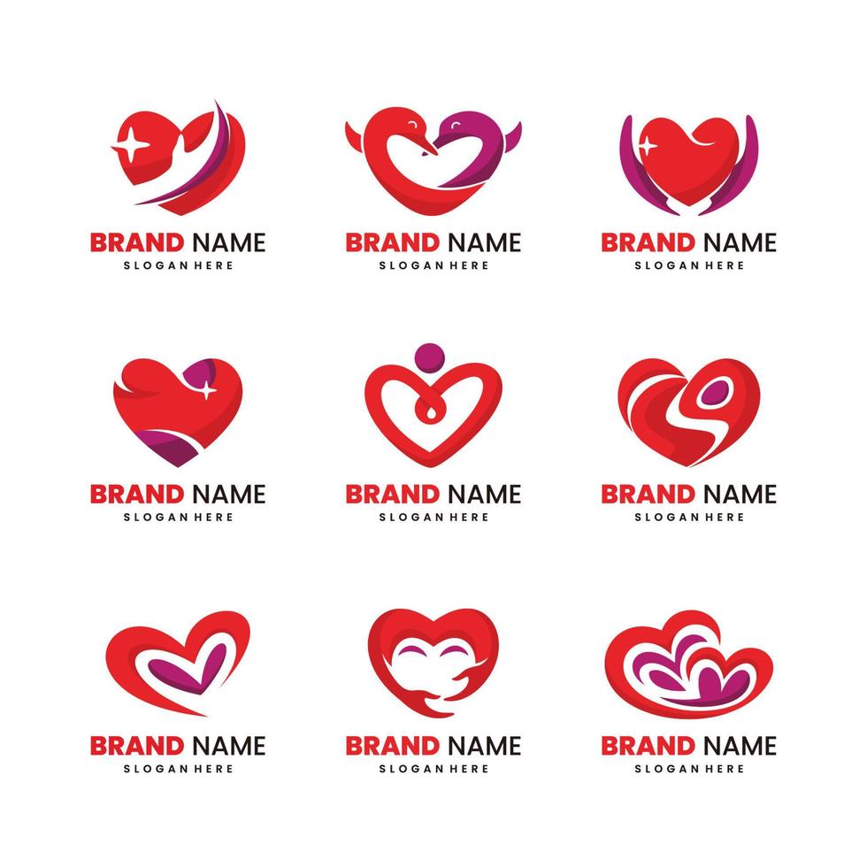 piatto cuore logo collezione vettore