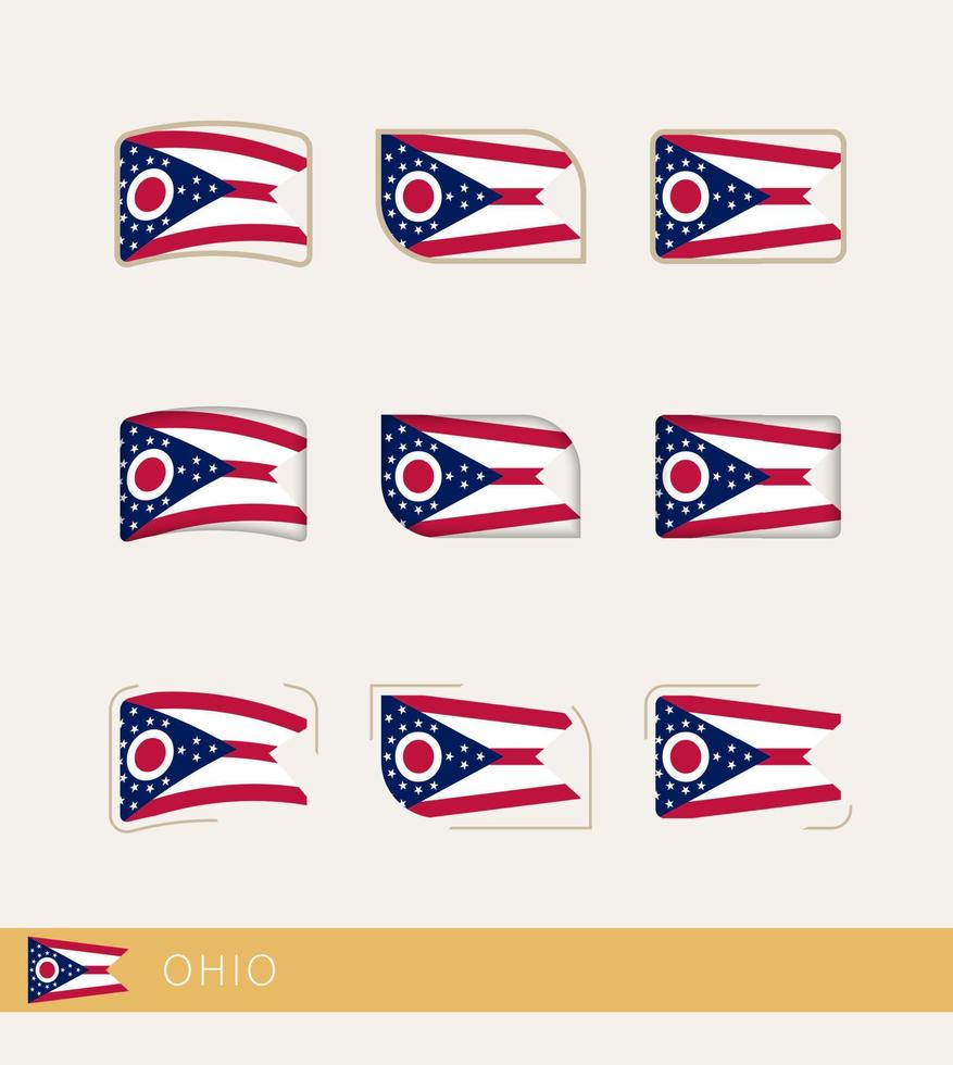 vettore bandiere di Ohio, collezione di Ohio bandiere.