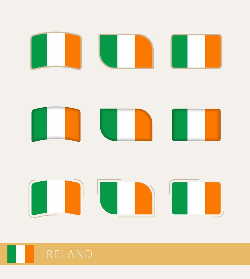 vettore bandiere di Irlanda, collezione di Irlanda bandiere.