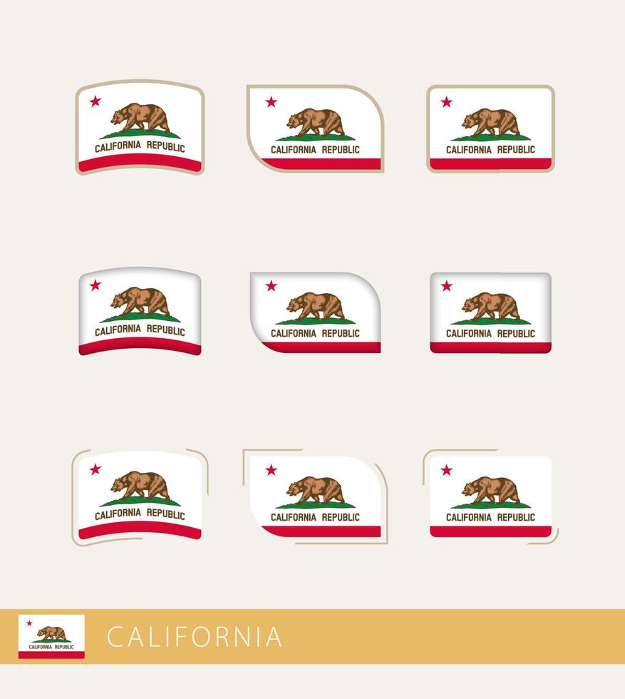 vettore bandiere di California, collezione di California bandiere.