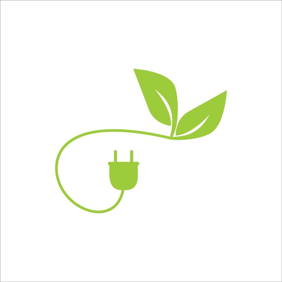 verde energia cartello e simbolo. elettrico e foglia icona vettore illustrazione