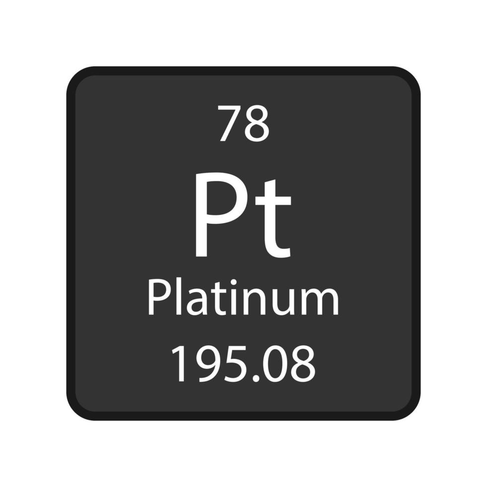 simbolo di platino. elemento chimico della tavola periodica. illustrazione vettoriale. vettore