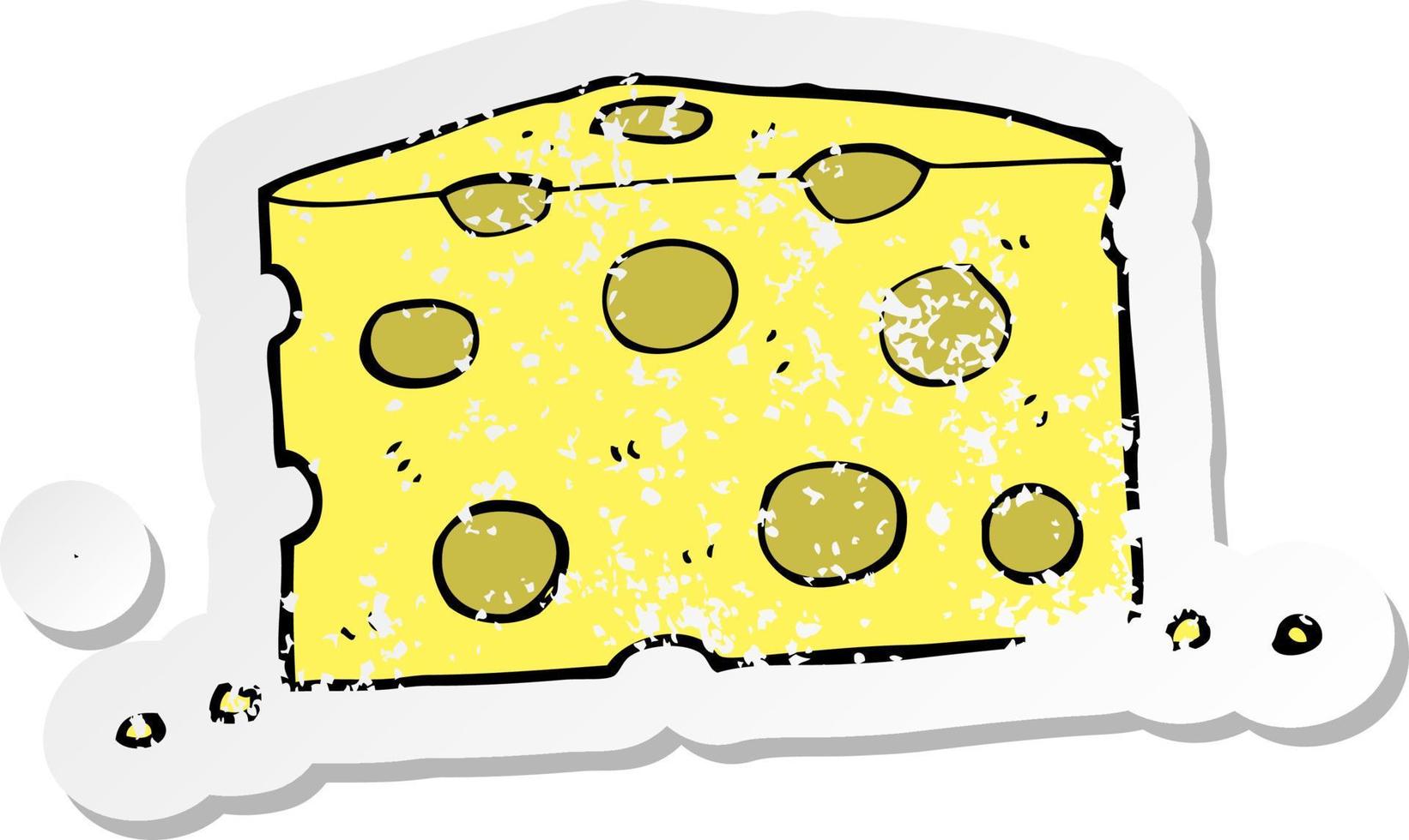 retrò afflitto etichetta di un' cartone animato formaggio vettore