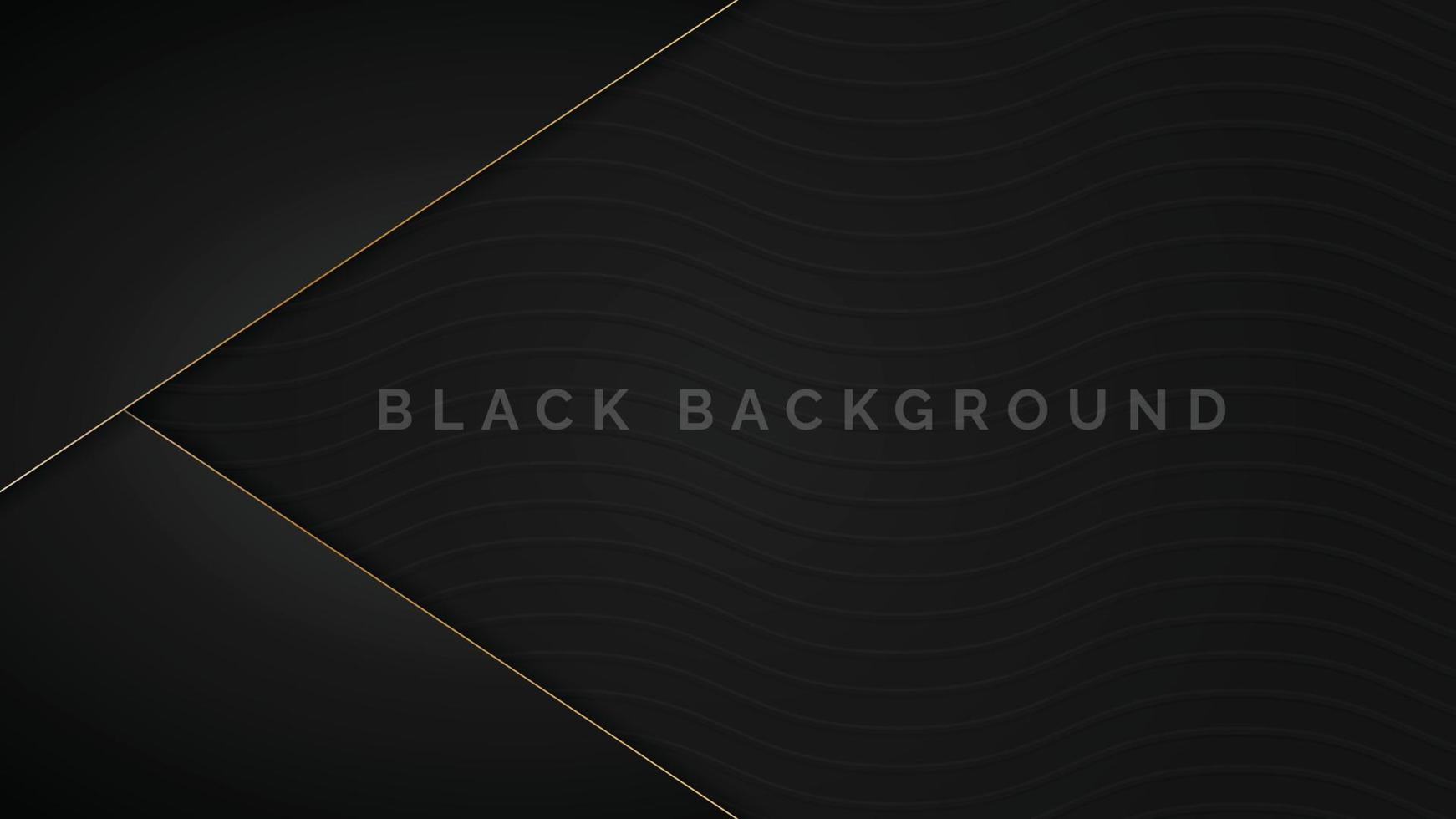elegante nero lusso sfondo concetto con buio oro Linee e ondulato 3d struttura vettore