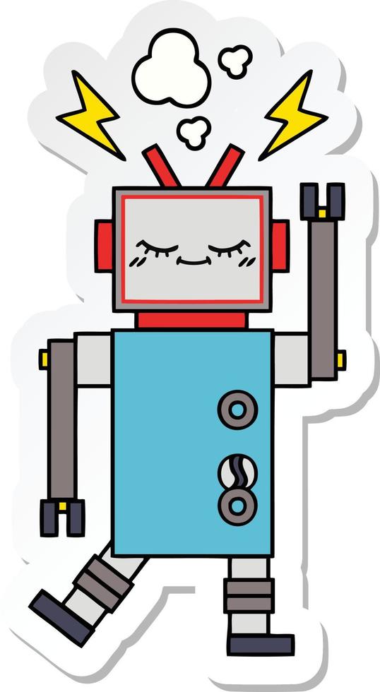 adesivo di un simpatico cartone animato robot danzante vettore