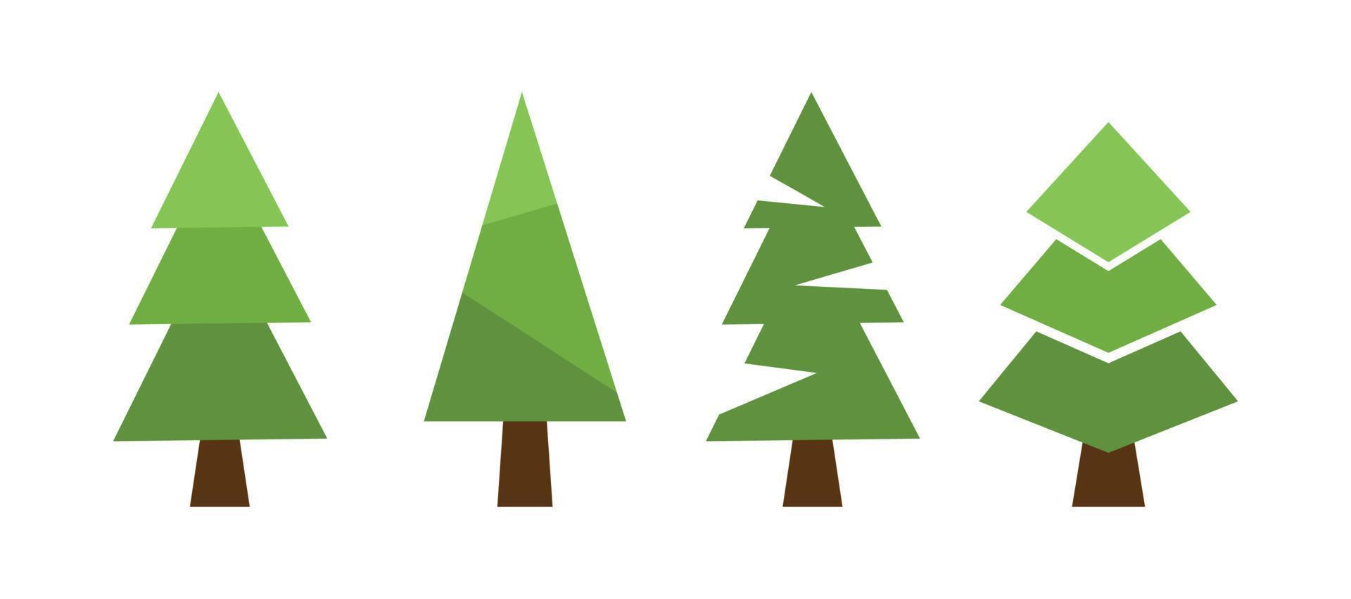 impostato 4 pz astratto verde Natale alberi su bianca sfondo - vettore