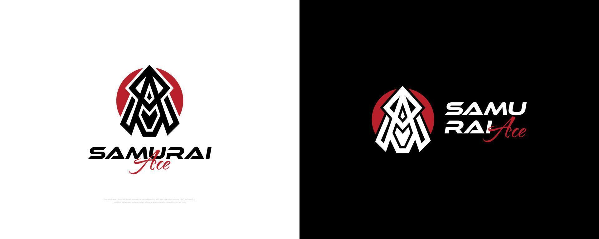 astratto samurai logo con iniziale lettera un. samurai testa logo, adatto per mascotte, emblema o attività commerciale logo vettore