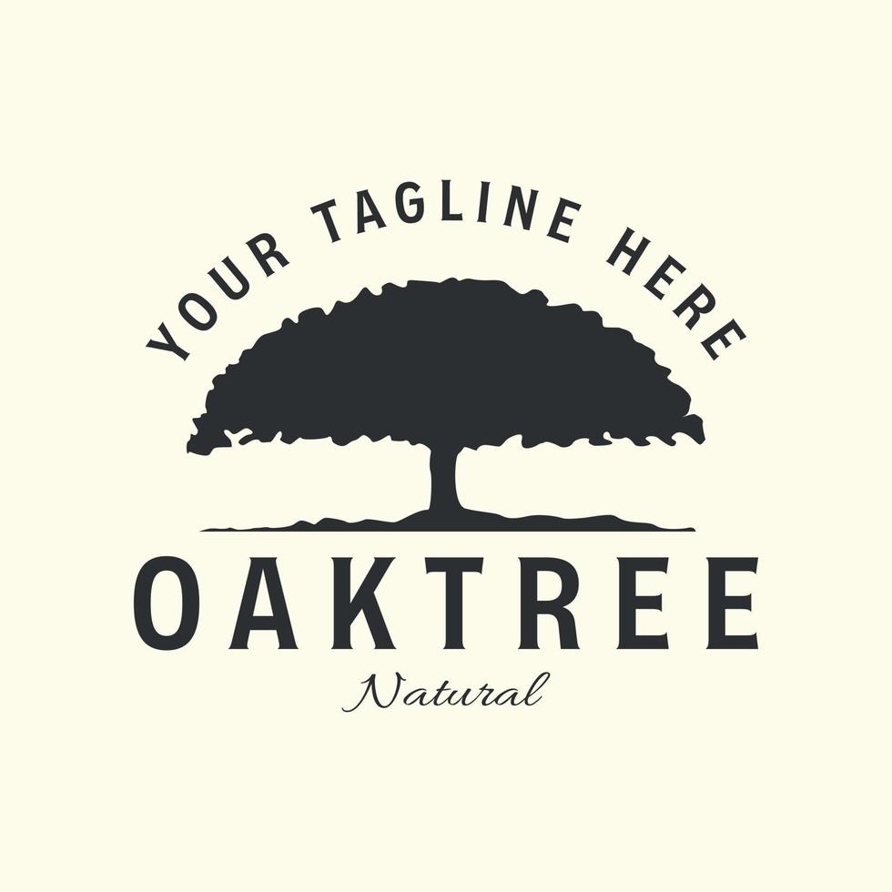 quercia albero con logo Vintage ▾ vettore illustrazione icona modello design