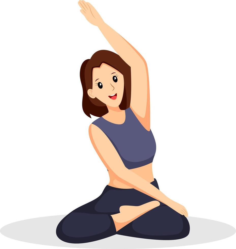 ragazza fare yoga si sposta personaggio design illustrazione vettore