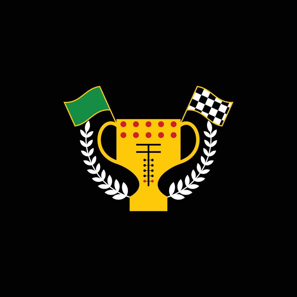 trofeo bandiera gara distintivo creativo semplice logo vettore