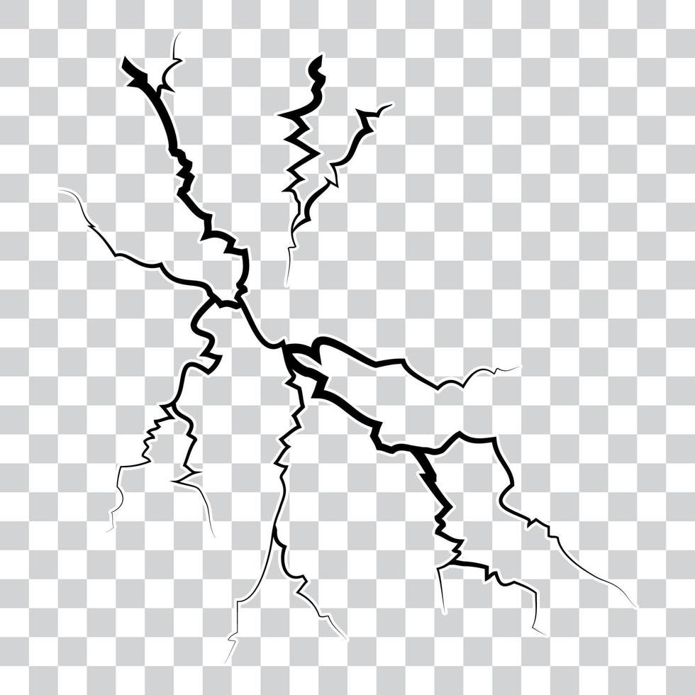 mano disegnato Cracked bicchiere, parete, terra. fulmine tempesta effetto. scarabocchio rompere con transparant sfondo. vettore illustrazione