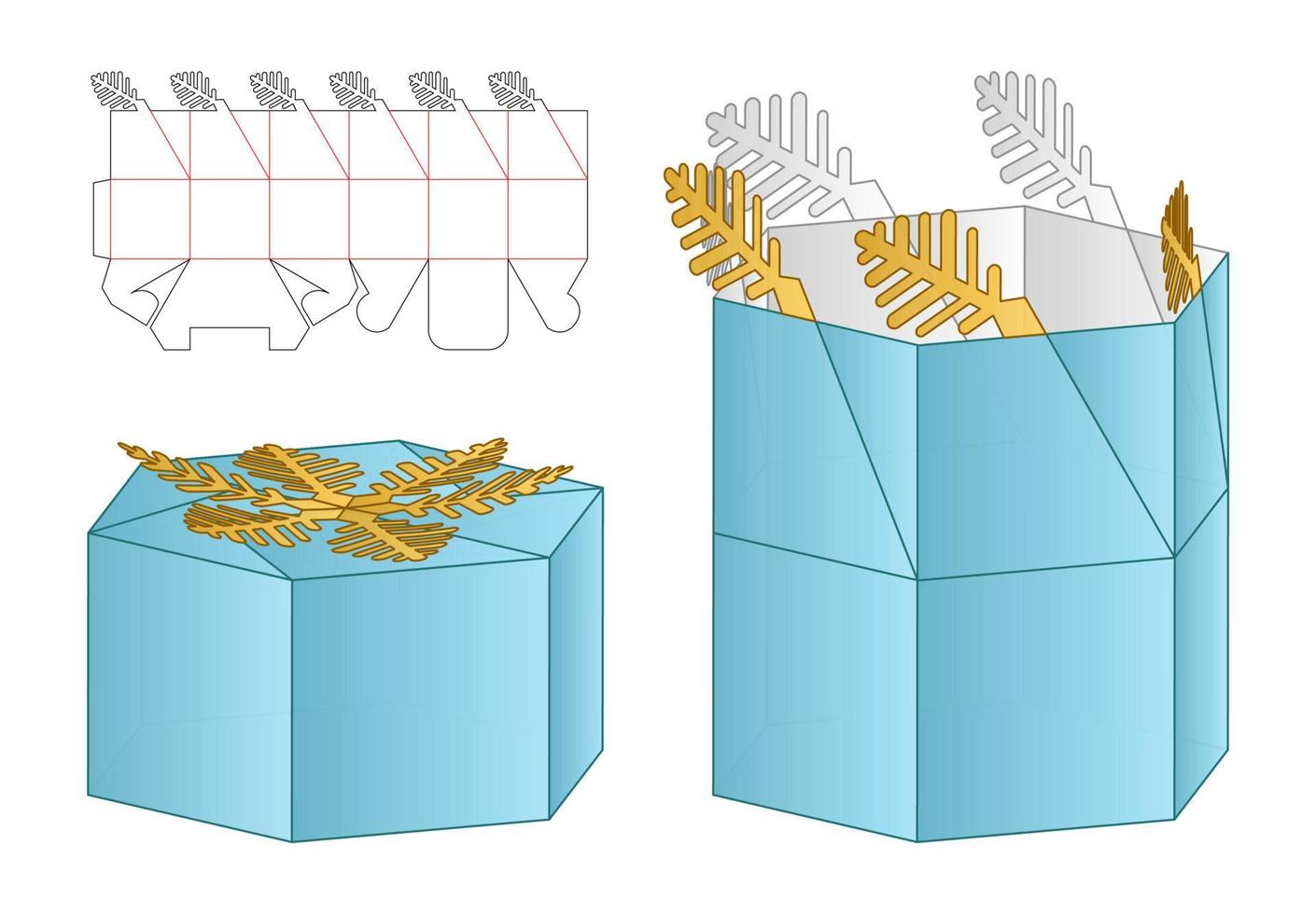 disegno del modello fustellato di imballaggio della scatola. Modello 3d vettore