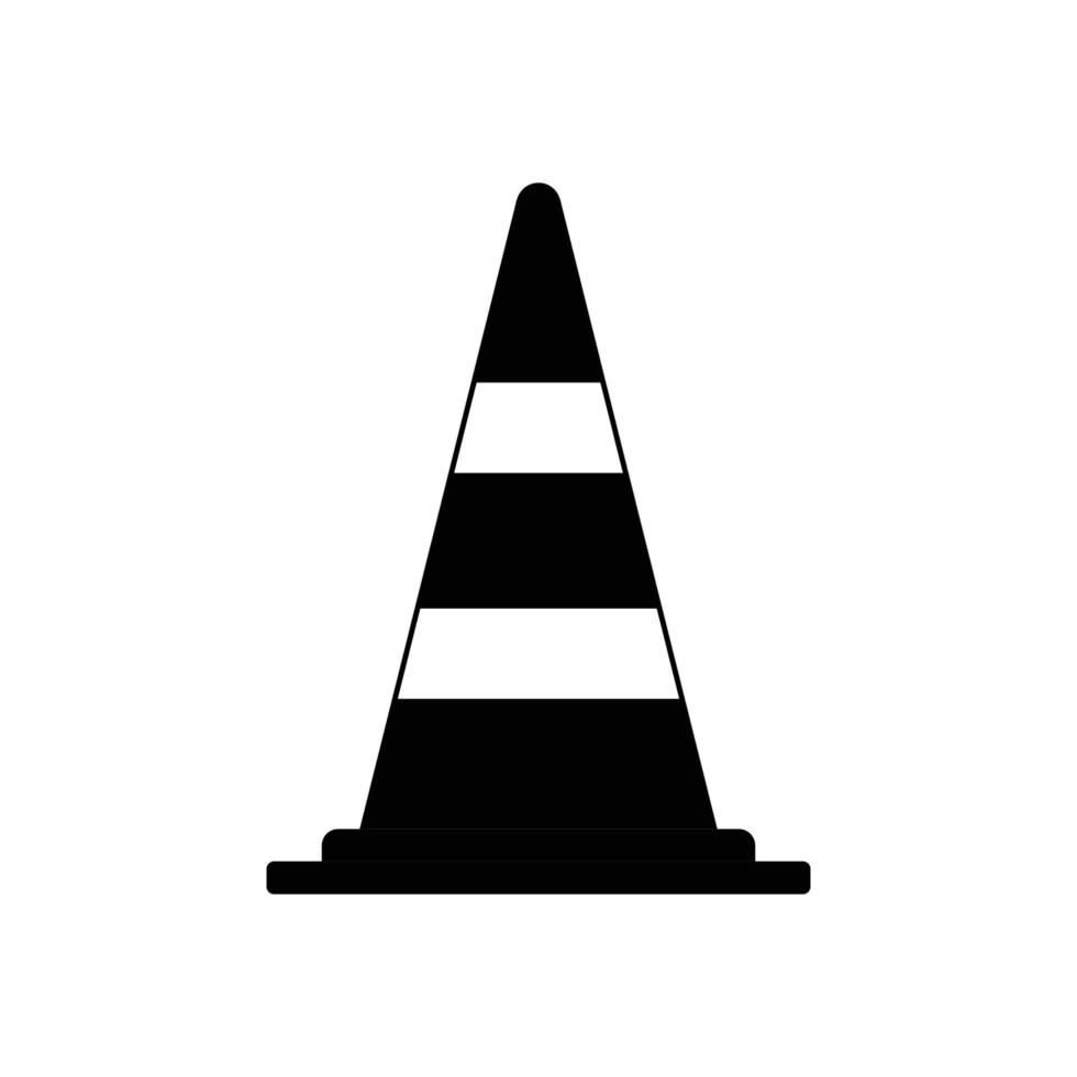 traffico cono silhouette. nero e bianca icona design elementi su isolato bianca sfondo vettore
