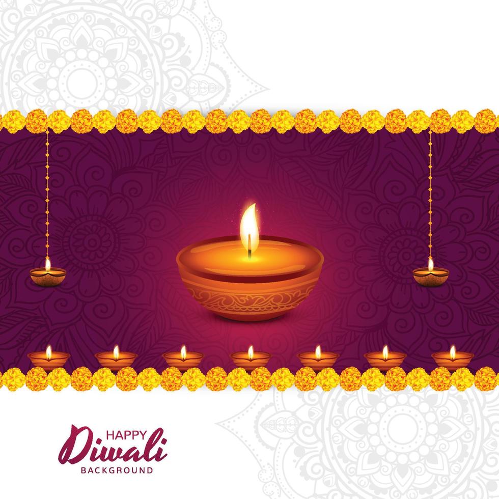 contento Diwali Festival sfondo con decorativo floreale design vettore
