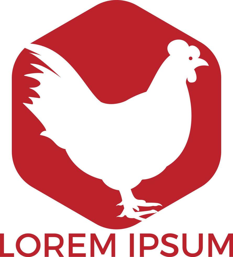 gallina logo design. logo, cartello, icona per drogheria, carne I negozi, macellaio negozio, contadino mercato. vettore