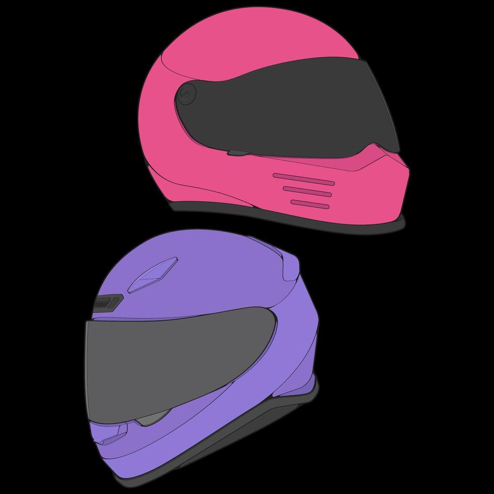 impostato di colore bloccare casco pieno viso vettore illustrazione, casco concetto, linea arte vettore, vettore arte