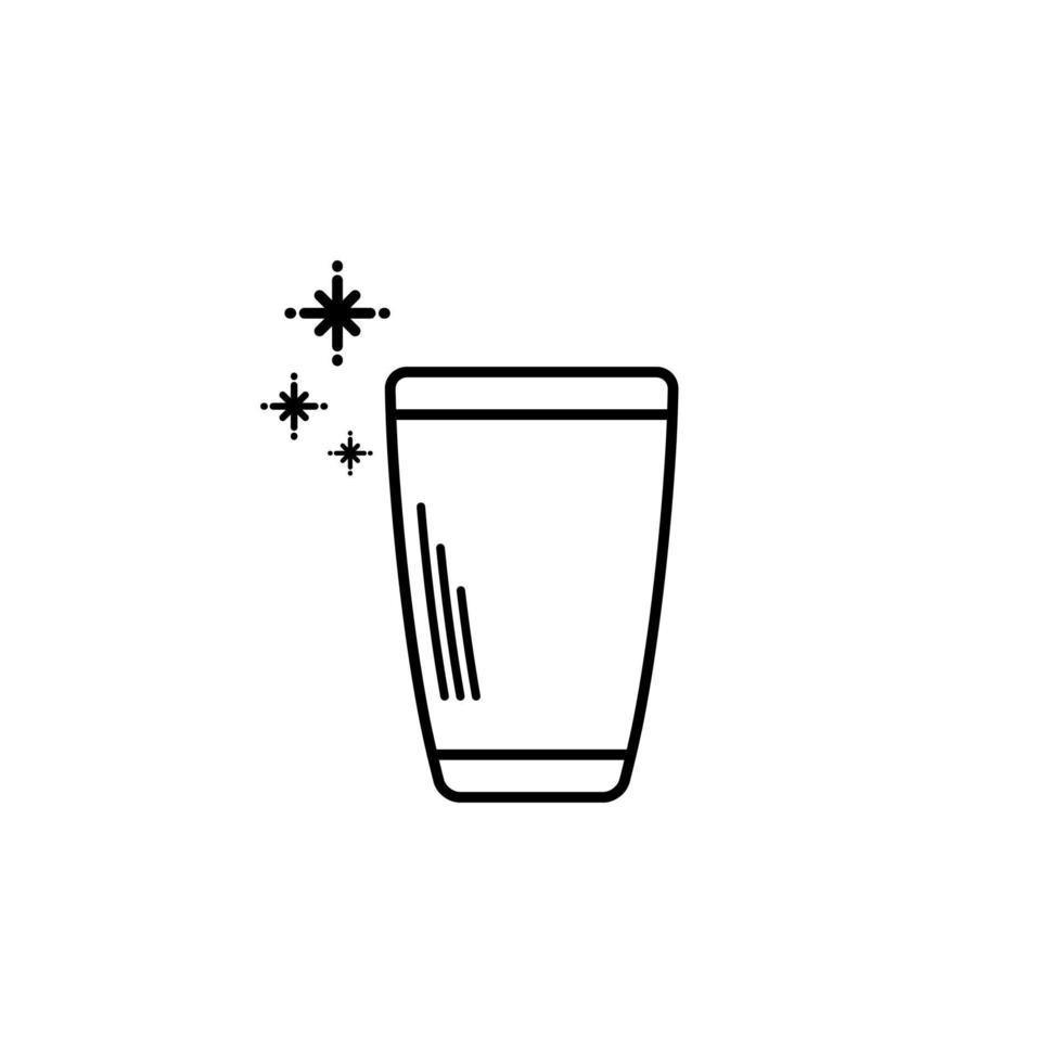 bicchiere o cristalleria icona con freddo acqua su bianca sfondo. semplice, linea, silhouette e pulito stile. nero e bianca. adatto per simbolo, cartello, icona o logo vettore