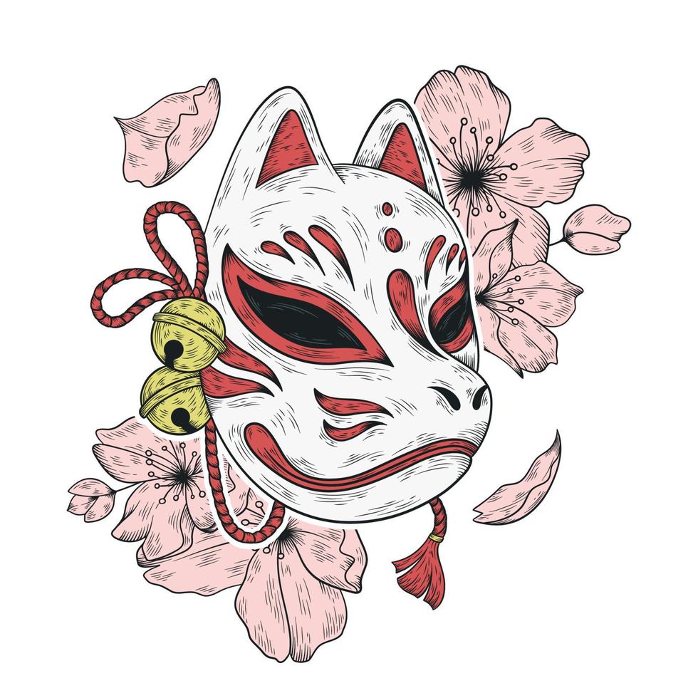 giapponese kitsune maschera vettore illustrazione