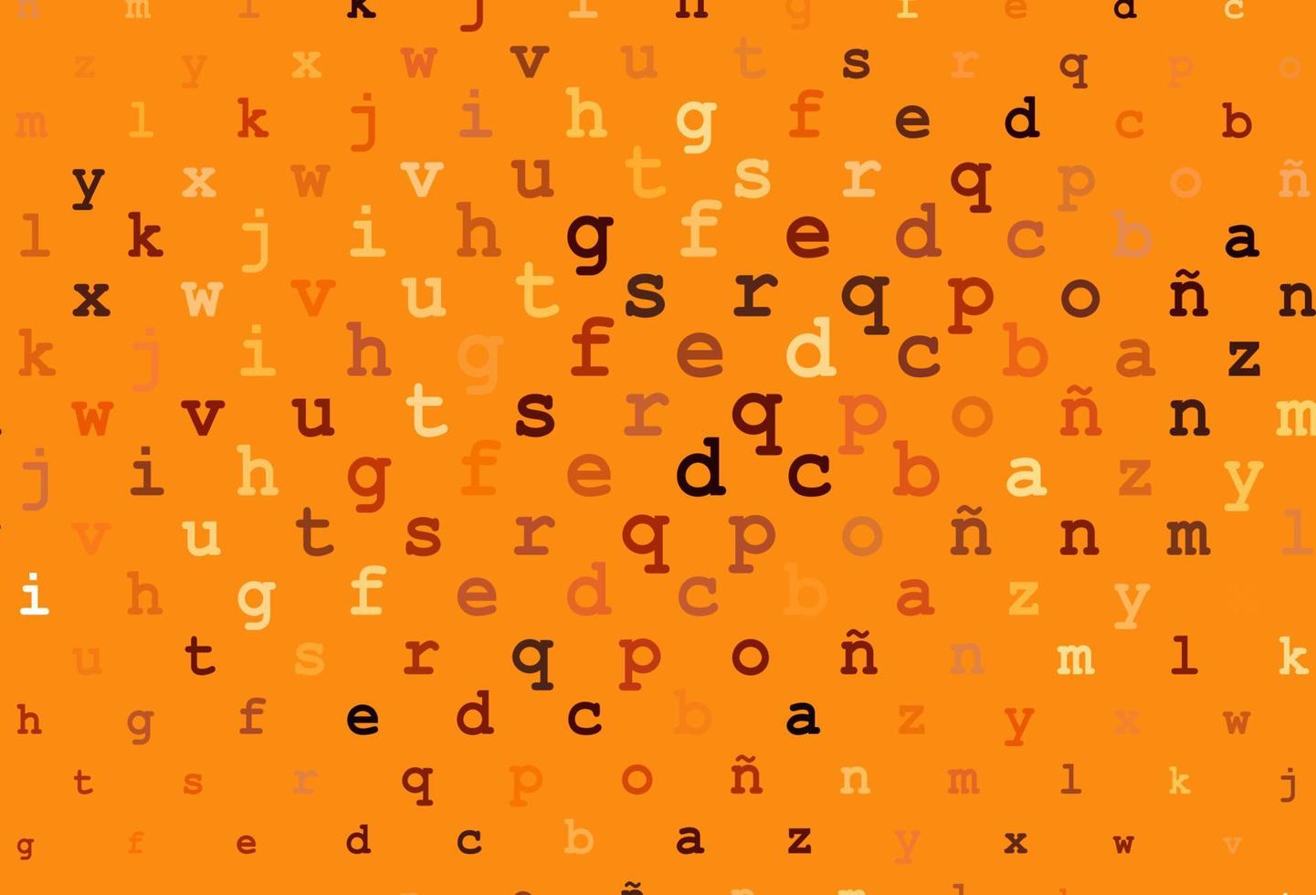 sfondo vettoriale arancione scuro con segni di alfabeto.