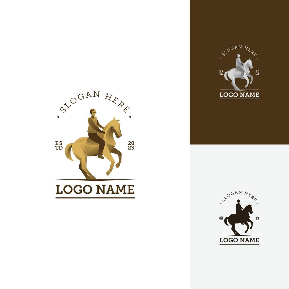 cavallo ciclista logo casuale stile con pendenza oro per azienda marca o Prodotto vettore