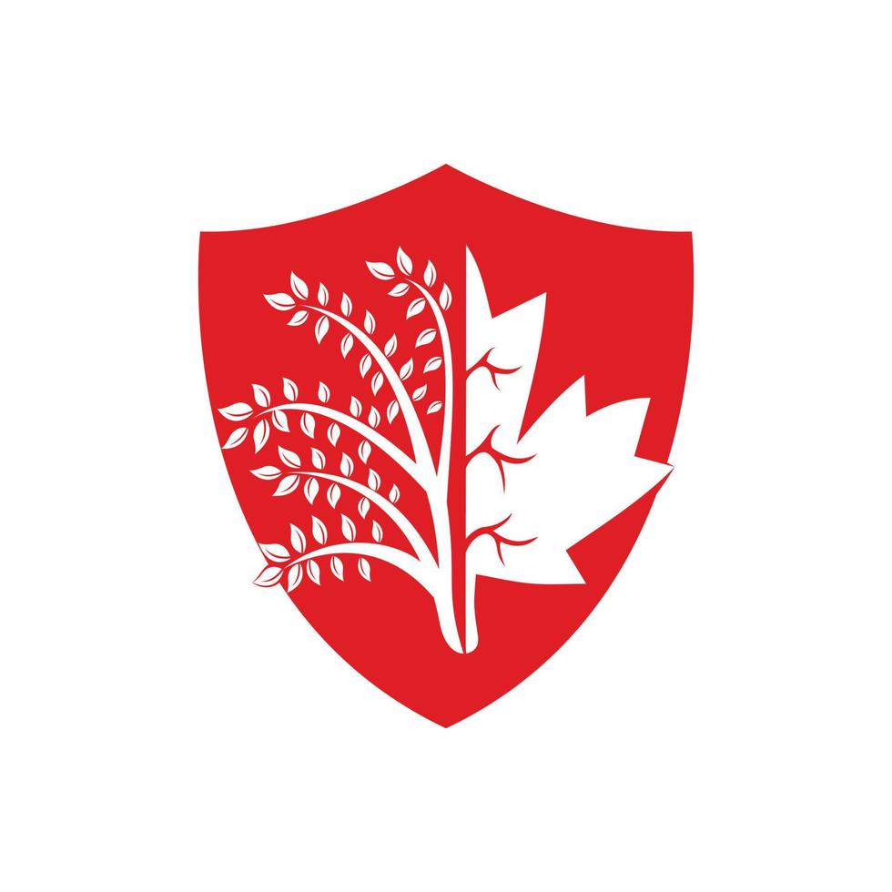 soffiaggio albero e acero foglie logo design. Canada attività commerciale cartello. vettore