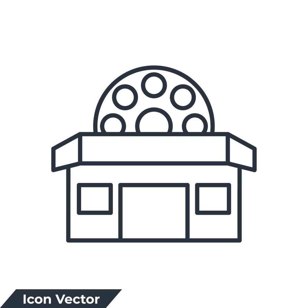 Teatro cinema edificio icona logo vettore illustrazione. Teatro cinema simbolo modello per grafico e ragnatela design collezione