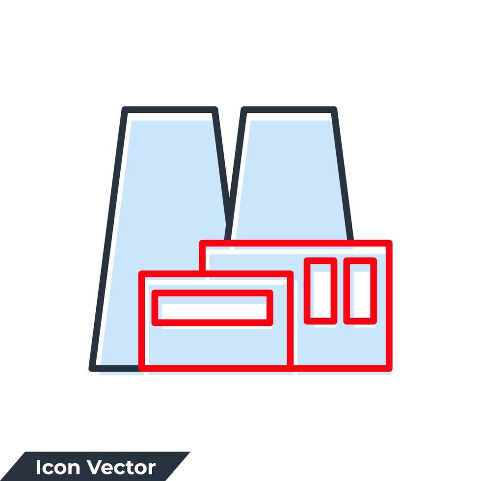 fabbrica edificio icona logo vettore illustrazione. industriale edificio simbolo modello per grafico e ragnatela design collezione