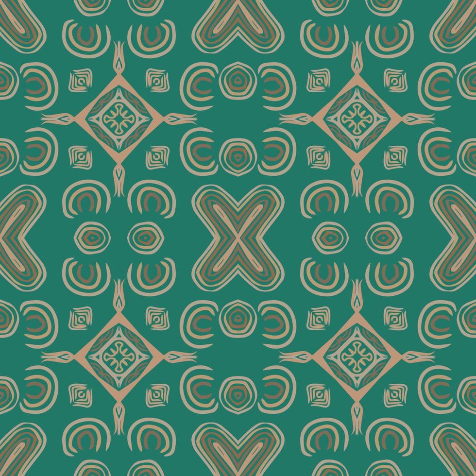elegante verde geometrico senza soluzione di continuità modello con tribale forma. modello progettato nel ikat, azteco, marocchino, tailandese, lusso Arabo stile. ideale per tessuto indumento, ceramica, sfondo. vettore illustrazione.