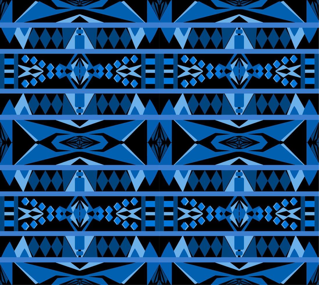 geometrico senza soluzione di continuità modello, blu sfondo, ikat, boho, azteco, gente, motivo, zingaro, Arabo, indiano stile, tessuto modello, batak, tribale modello, etnico tessile, moderno stoffa modello disegno, sfondo. vettore